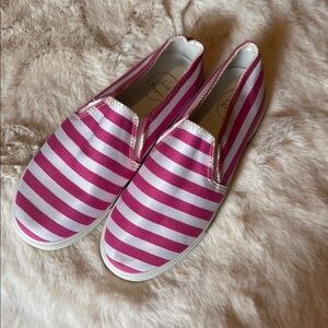 NWT Jack Rogers Pink and White Striped Slip-On Sneakers/Espidrilles